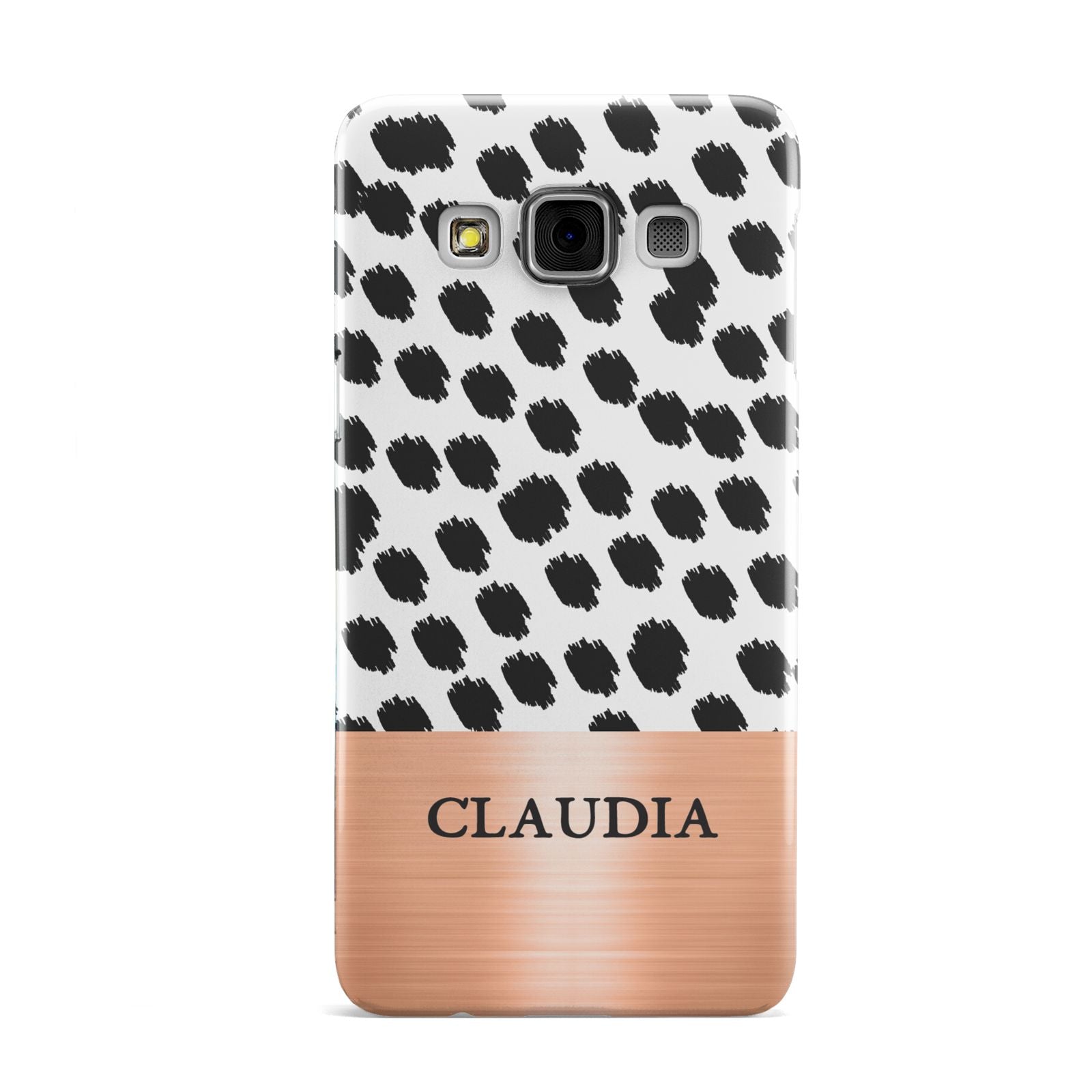 Personalised Animal Print Rose Gold Name Samsung Galaxy A3 Case