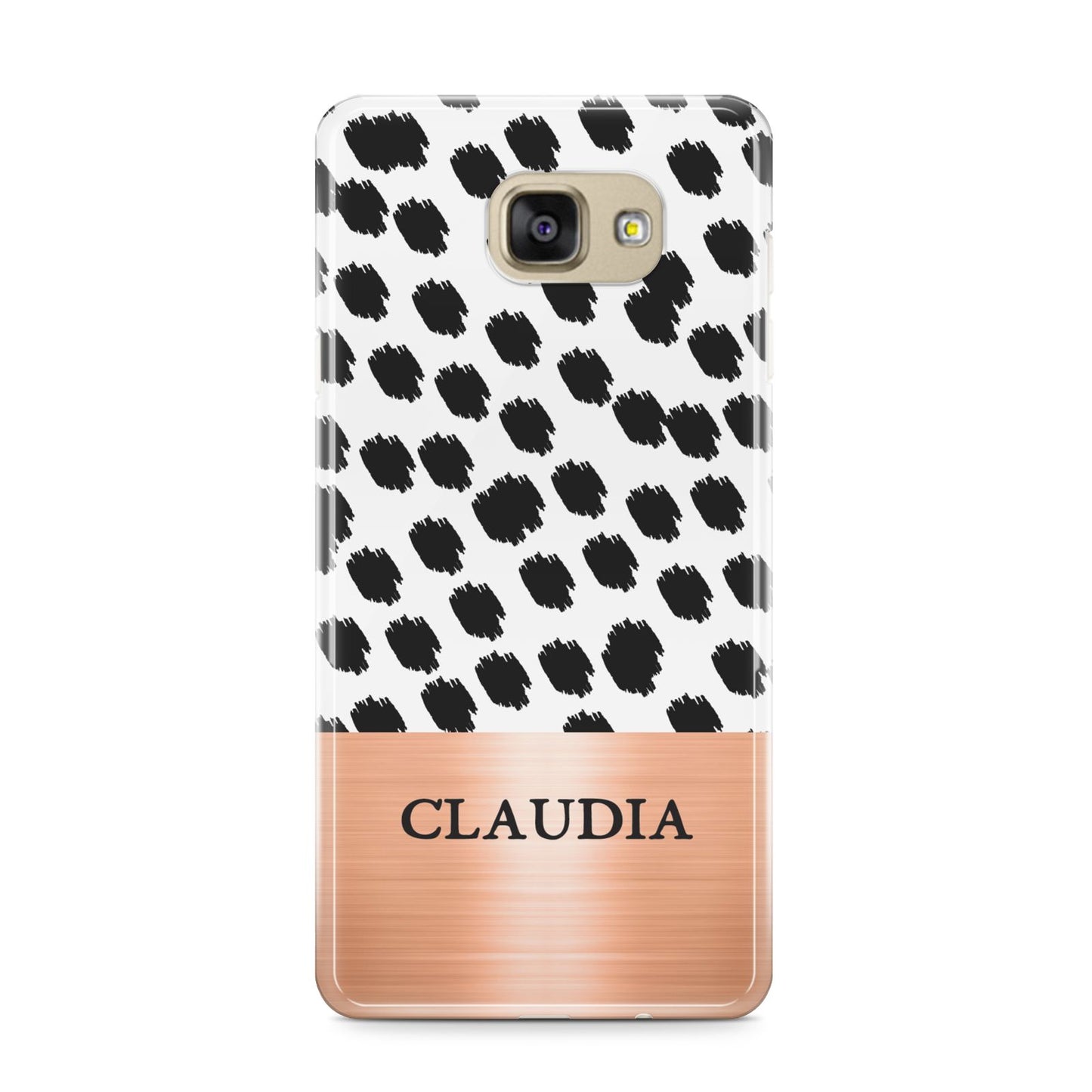 Personalised Animal Print Rose Gold Name Samsung Galaxy A9 2016 Case on gold phone
