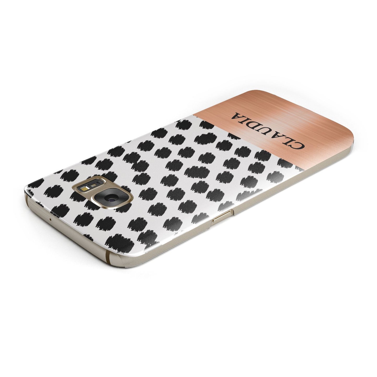 Personalised Animal Print Rose Gold Name Samsung Galaxy Case Top Cutout
