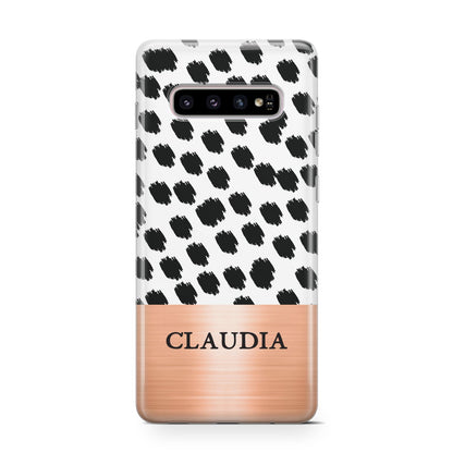 Personalised Animal Print Rose Gold Name Samsung Galaxy S10 Case