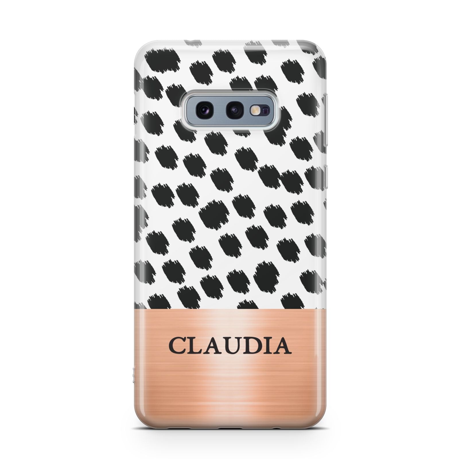 Personalised Animal Print Rose Gold Name Samsung Galaxy S10E Case