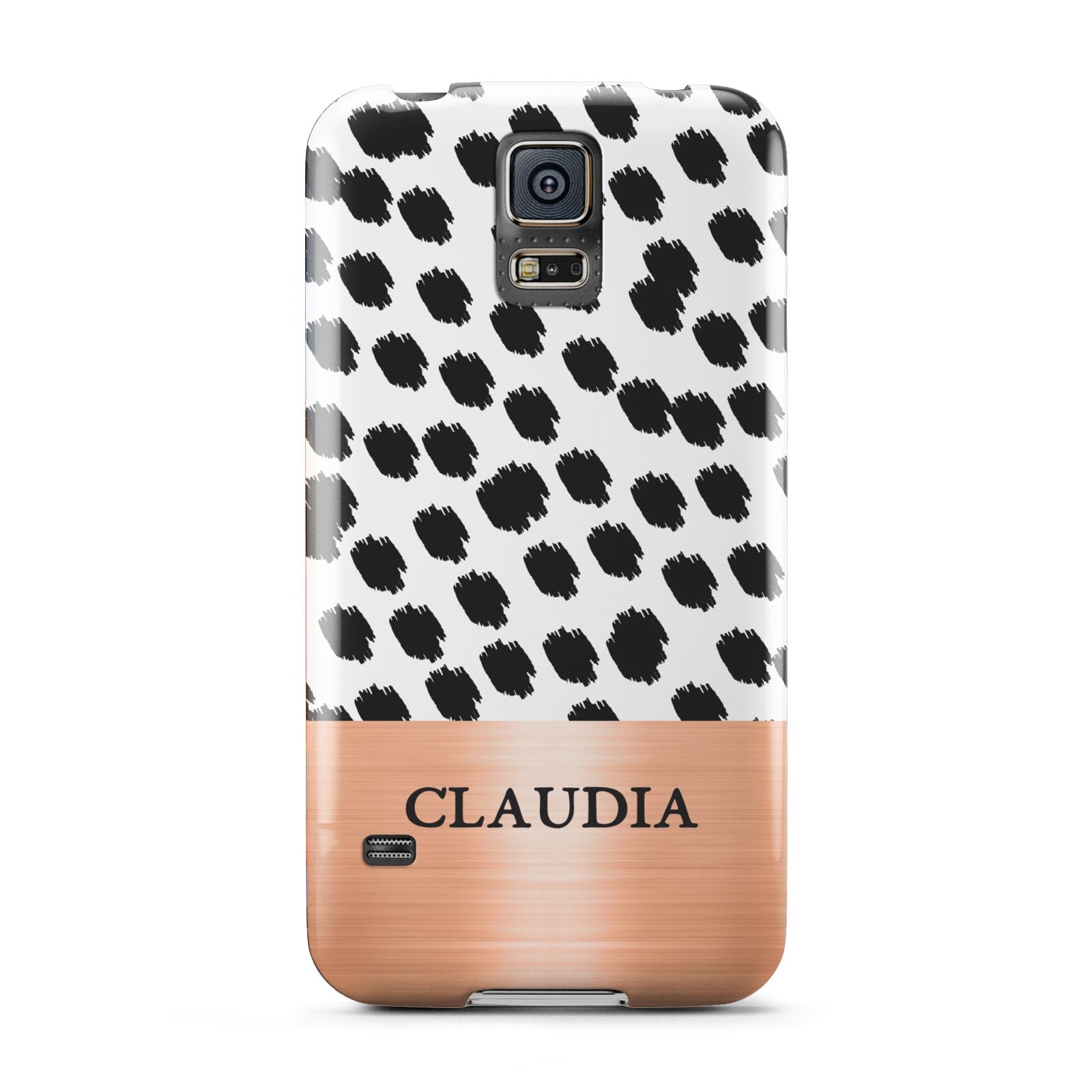 Personalised Animal Print Rose Gold Name Samsung Galaxy S5 Case