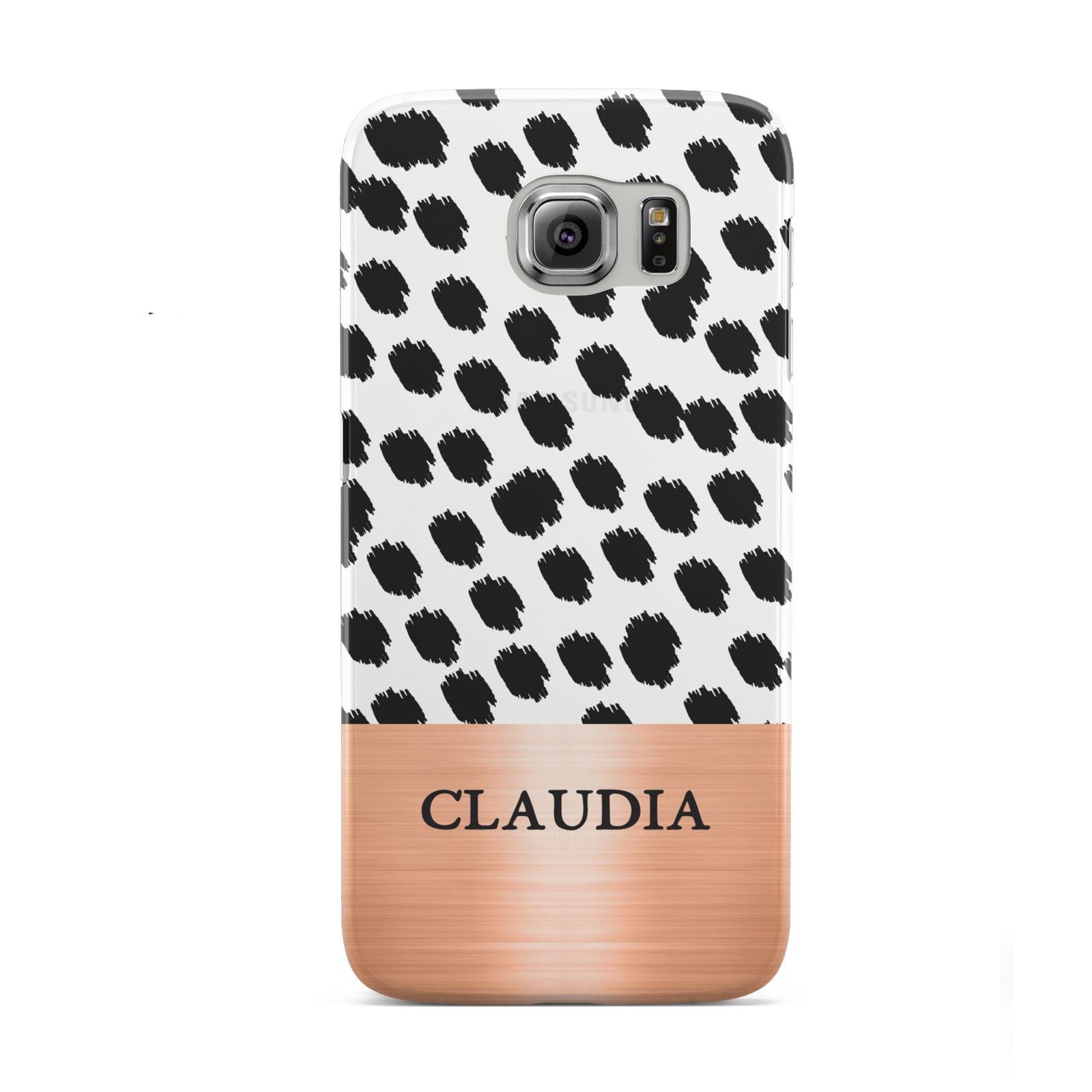 Personalised Animal Print Rose Gold Name Samsung Galaxy S6 Case