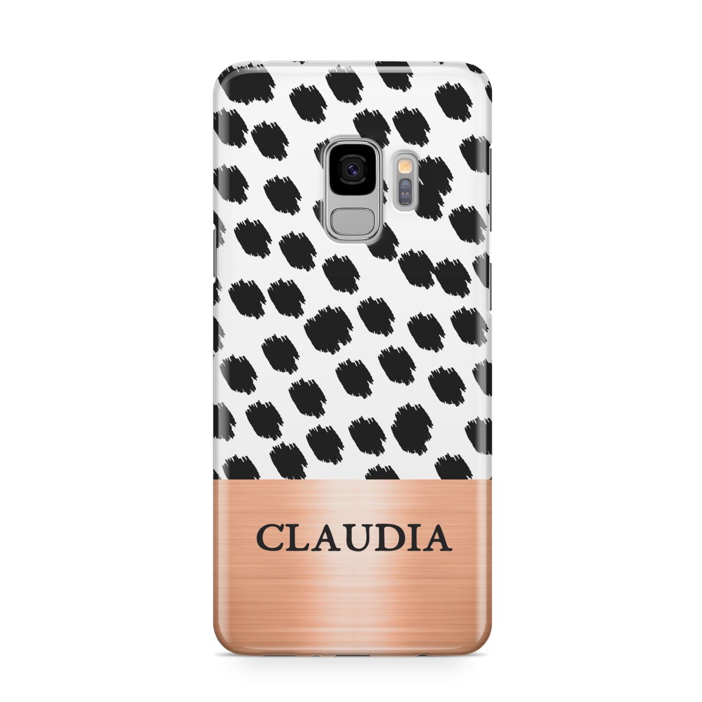 Personalised Animal Print Rose Gold Name Samsung Galaxy S9 Case