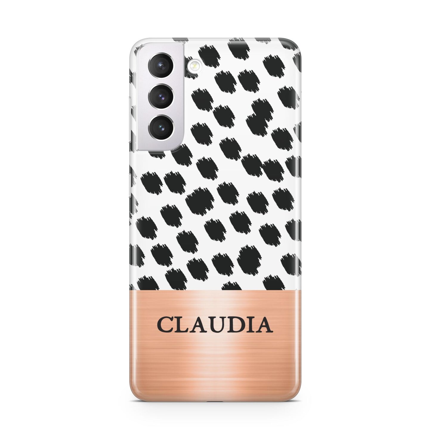 Personalised Animal Print Rose Gold Name Samsung S21 Case