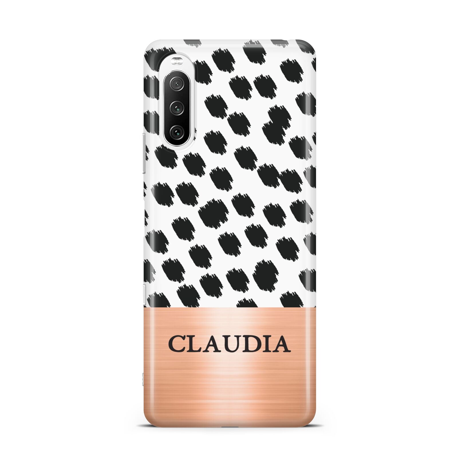 Personalised Animal Print Rose Gold Name Sony Xperia 10 III Case