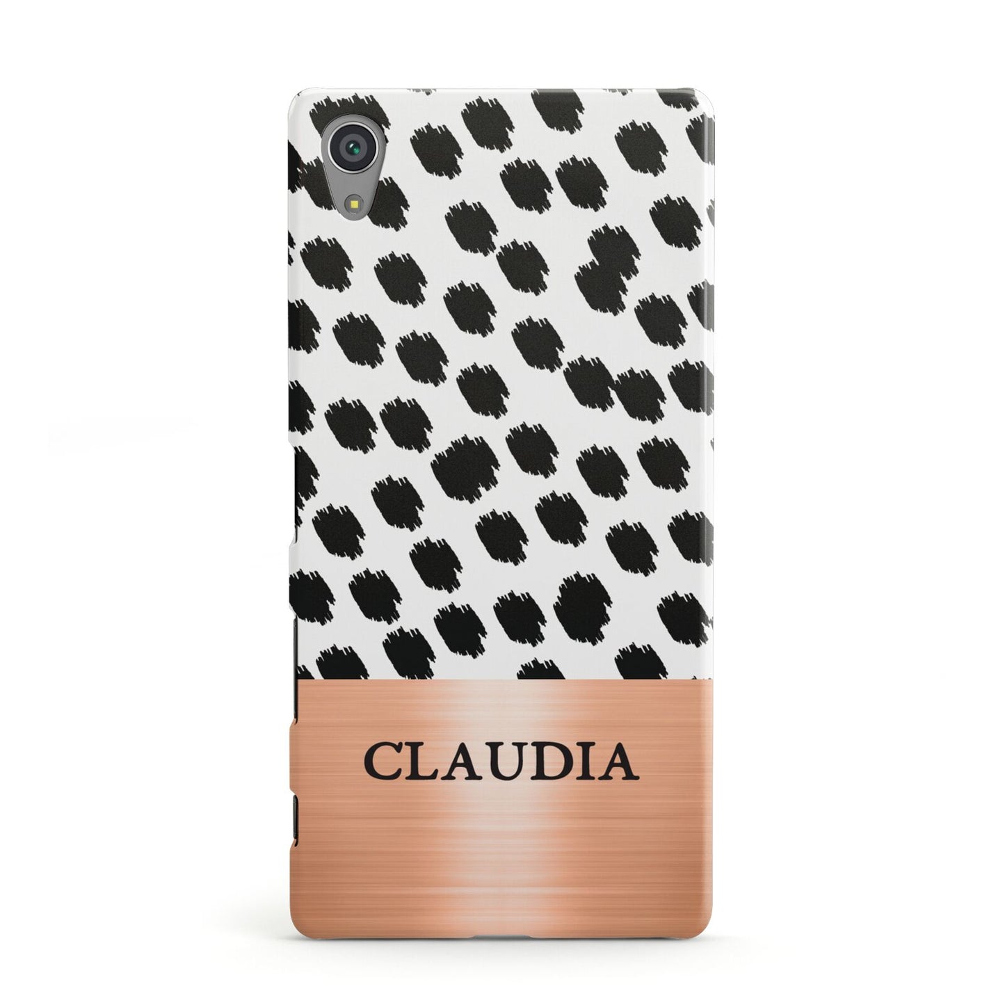 Personalised Animal Print Rose Gold Name Sony Xperia Case