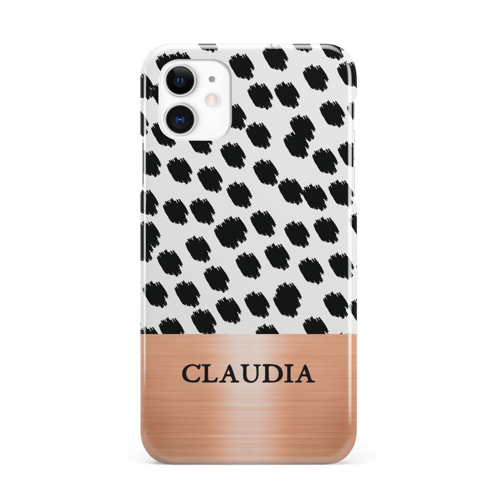 Personalised Animal Print Rose Gold Name iPhone 11 3D Snap Case
