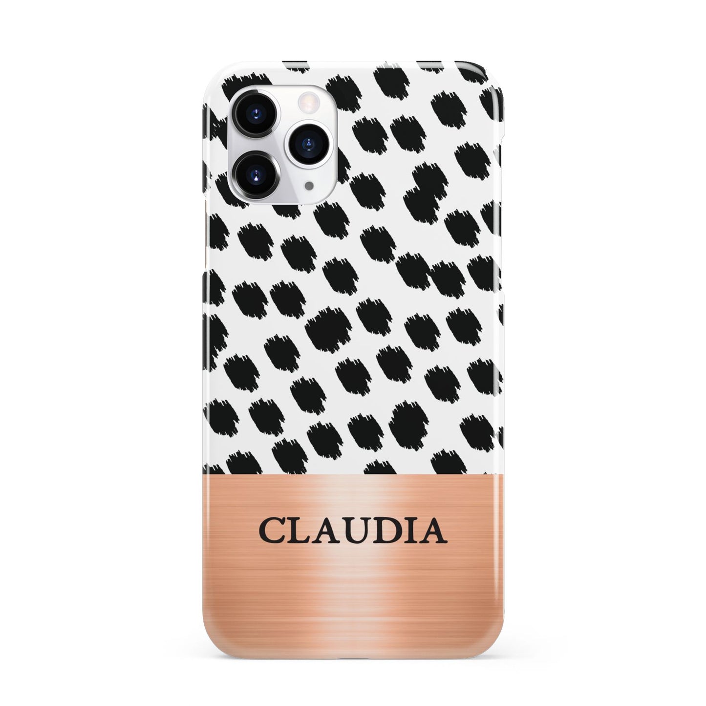 Personalised Animal Print Rose Gold Name iPhone 11 Pro 3D Snap Case
