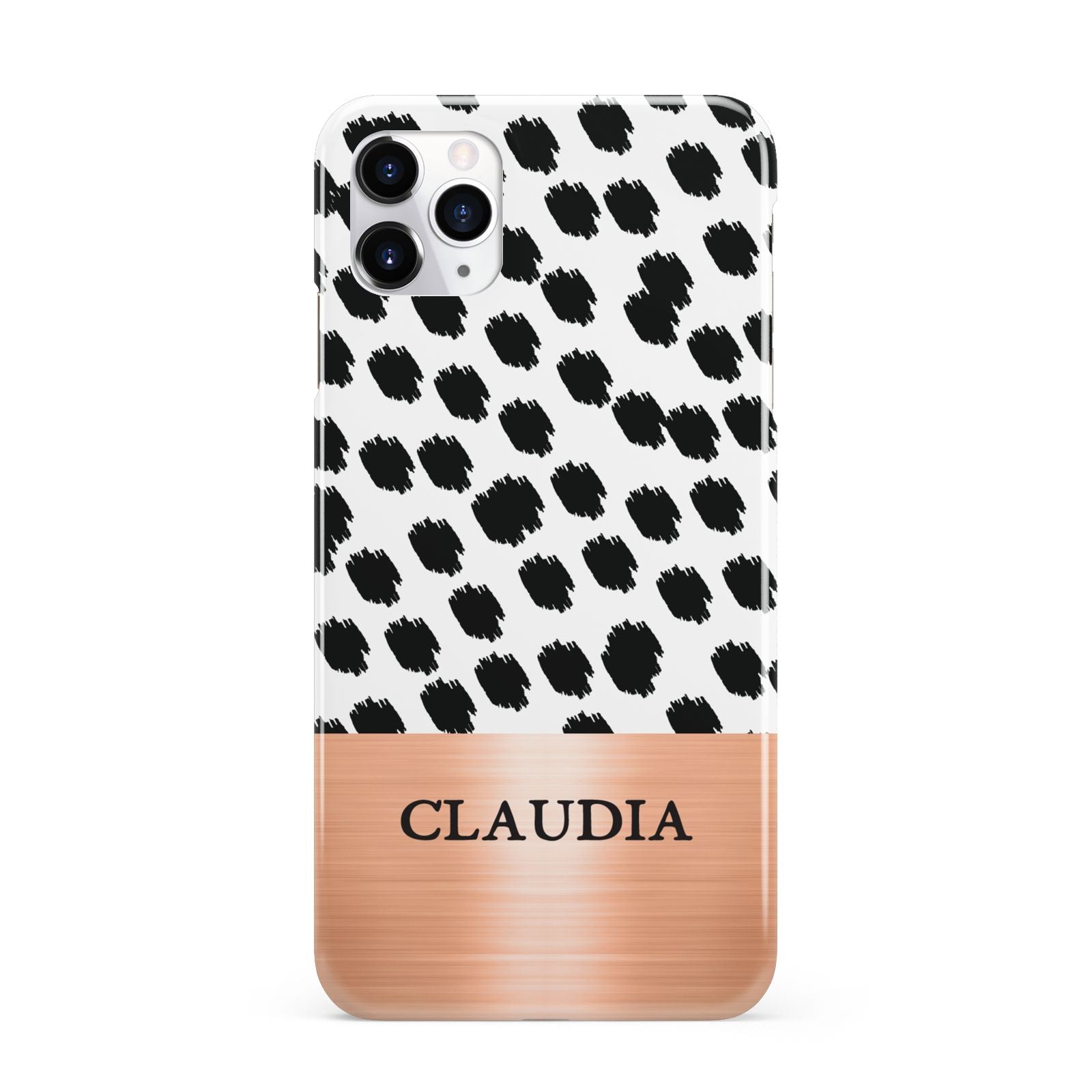 Personalised Animal Print Rose Gold Name iPhone 11 Pro Max 3D Snap Case