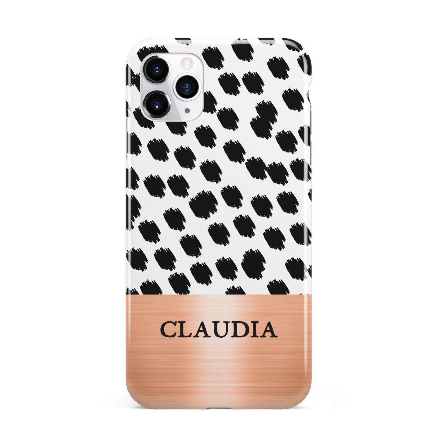 Personalised Animal Print Rose Gold Name iPhone 11 Pro Max 3D Tough Case