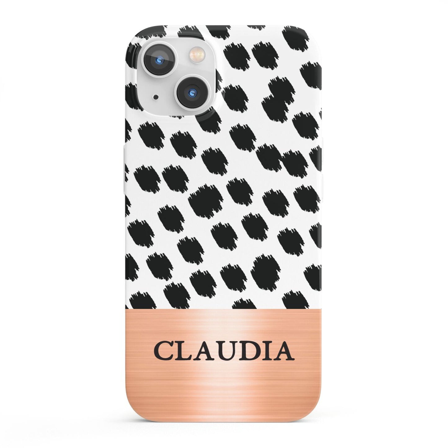 Personalised Animal Print Rose Gold Name iPhone 13 Full Wrap 3D Snap Case