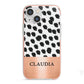 Personalised Animal Print Rose Gold Name iPhone 13 Mini TPU Impact Case with Pink Edges
