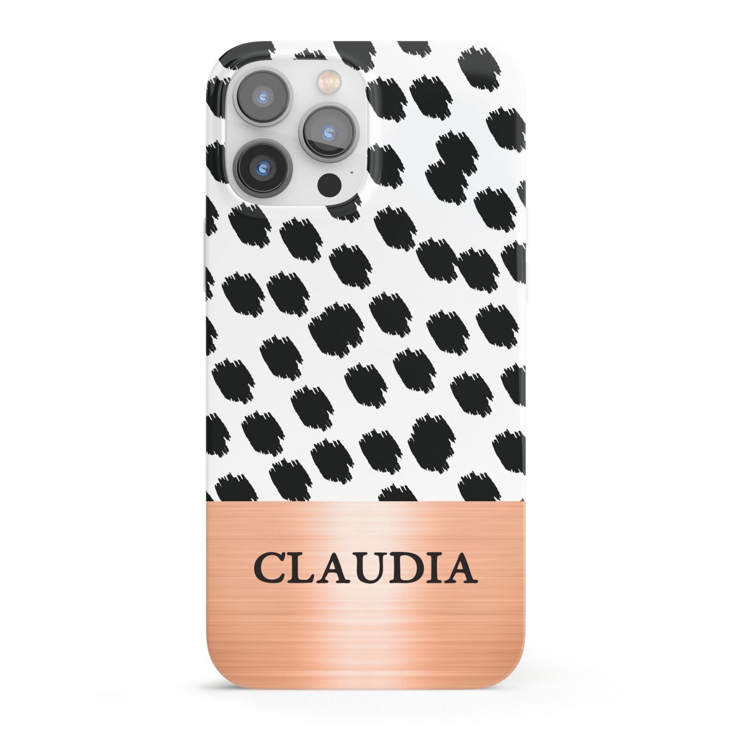 Personalised Animal Print Rose Gold Name iPhone 13 Pro Max Full Wrap 3D Snap Case
