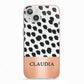 Personalised Animal Print Rose Gold Name iPhone 13 TPU Impact Case with Pink Edges