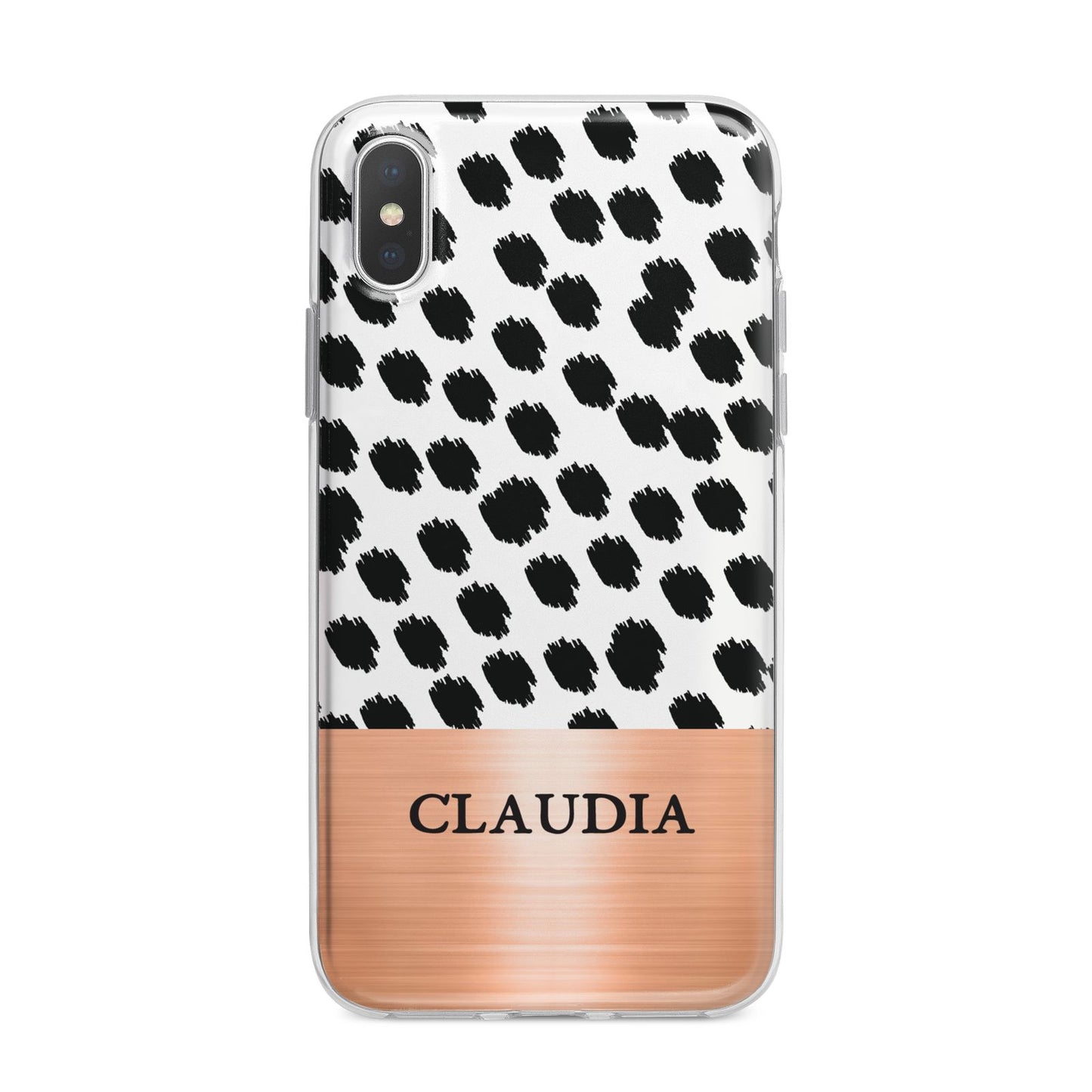 Personalised Animal Print Rose Gold Name iPhone X Bumper Case on Silver iPhone Alternative Image 1