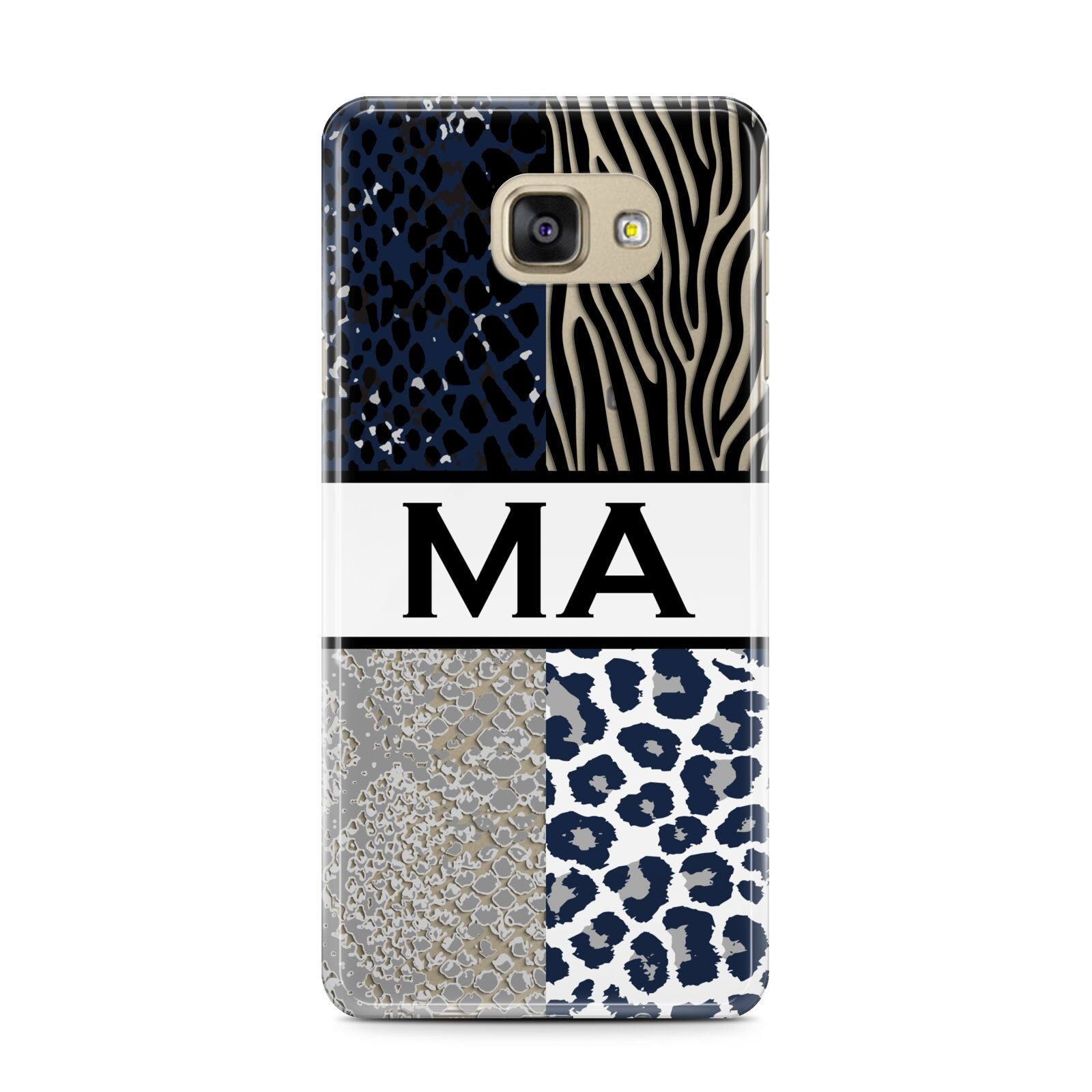 Personalised Animal Print Samsung Galaxy A7 2016 Case on gold phone