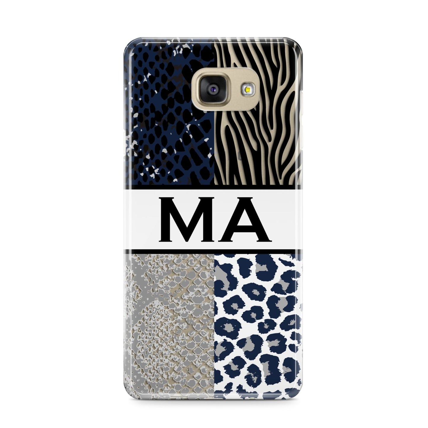 Personalised Animal Print Samsung Galaxy A9 2016 Case on gold phone