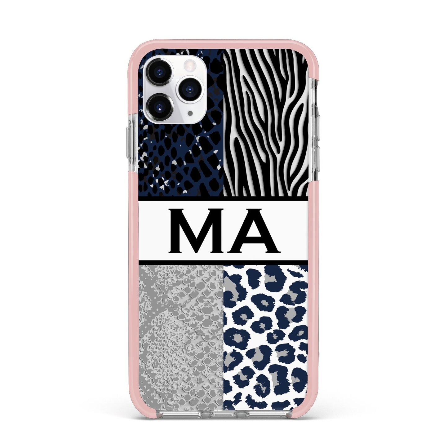 Personalised Animal Print iPhone 11 Pro Max Impact Pink Edge Case