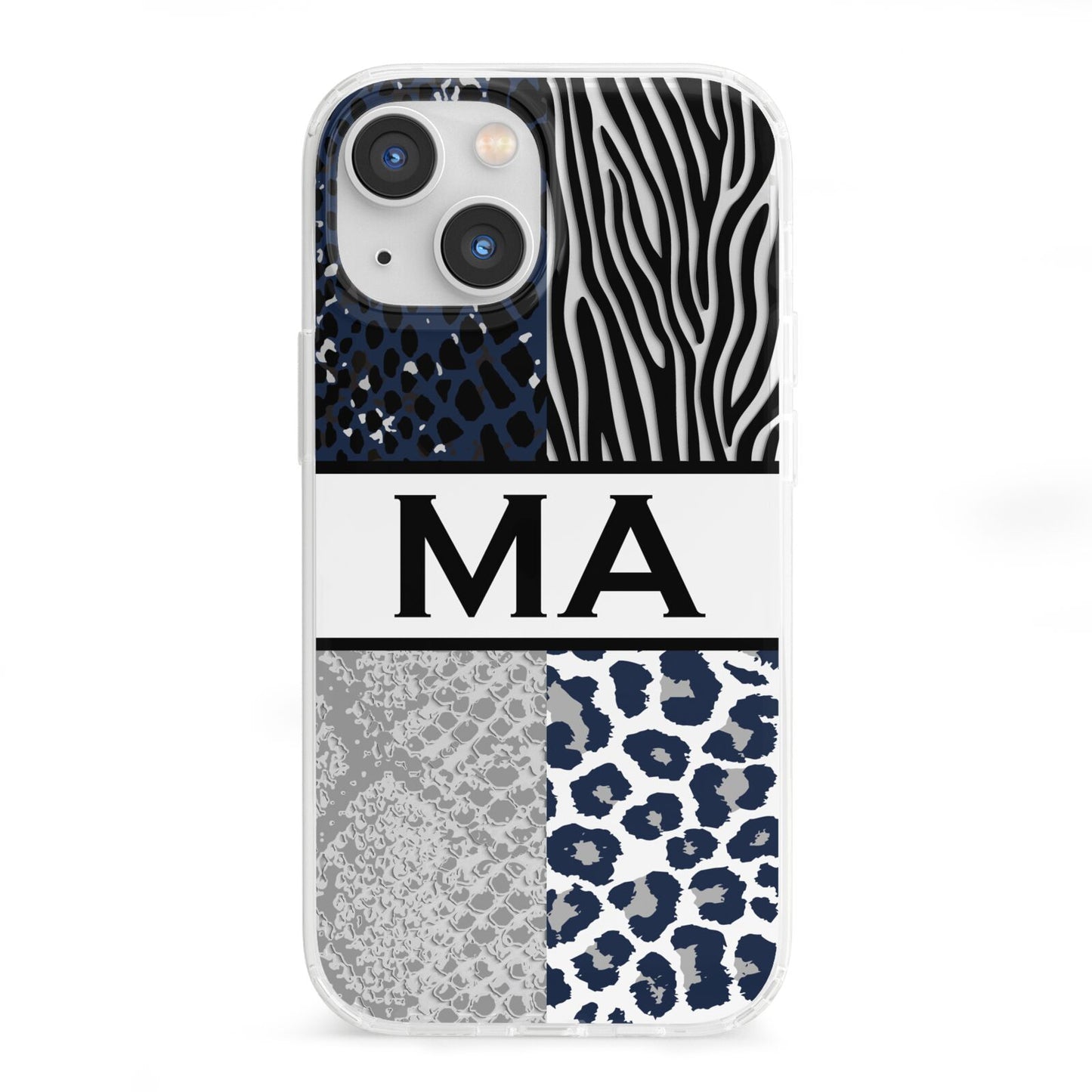 Personalised Animal Print iPhone 13 Mini Clear Bumper Case