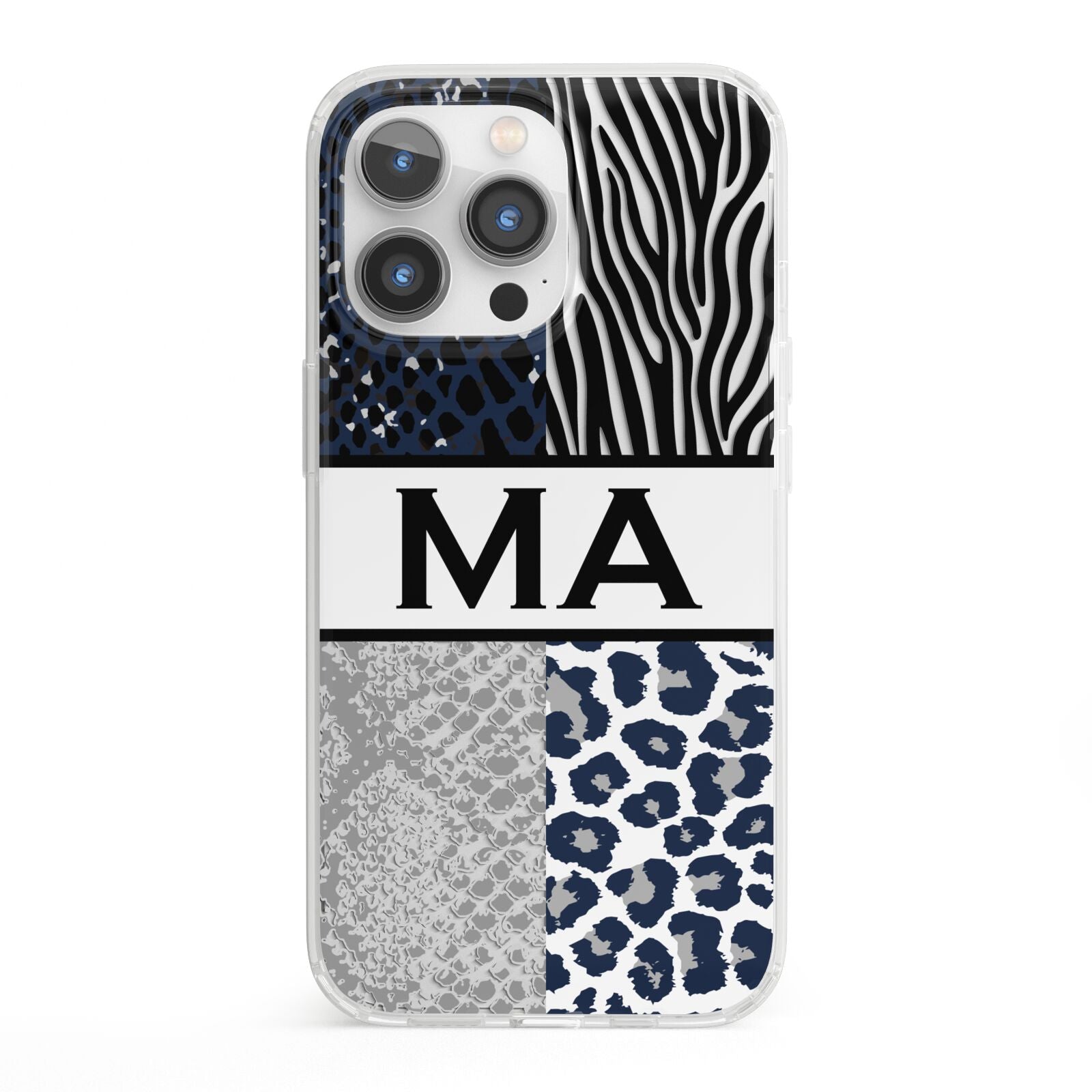 Personalised Animal Print iPhone 13 Pro Clear Bumper Case
