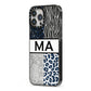 Personalised Animal Print iPhone 13 Pro Max Black Impact Case Side Angle on Silver phone