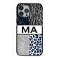 Personalised Animal Print iPhone 13 Pro Max Black Impact Case on Silver phone