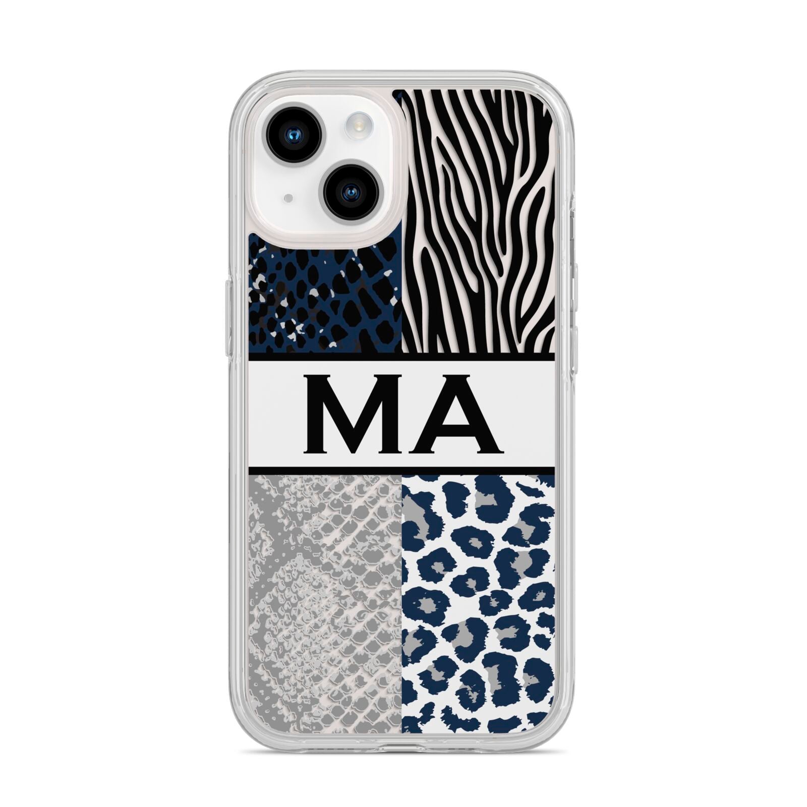 Personalised Animal Print iPhone 14 Clear Tough Case Starlight