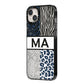 Personalised Animal Print iPhone 14 Plus Black Impact Case Side Angle on Silver phone