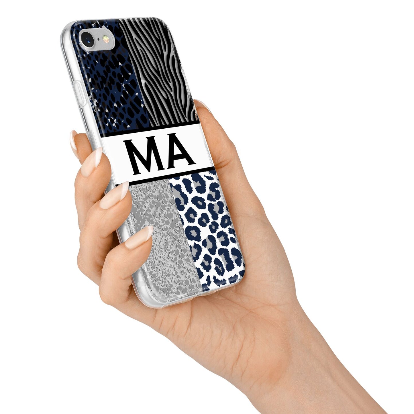 Personalised Animal Print iPhone 7 Bumper Case on Silver iPhone Alternative Image