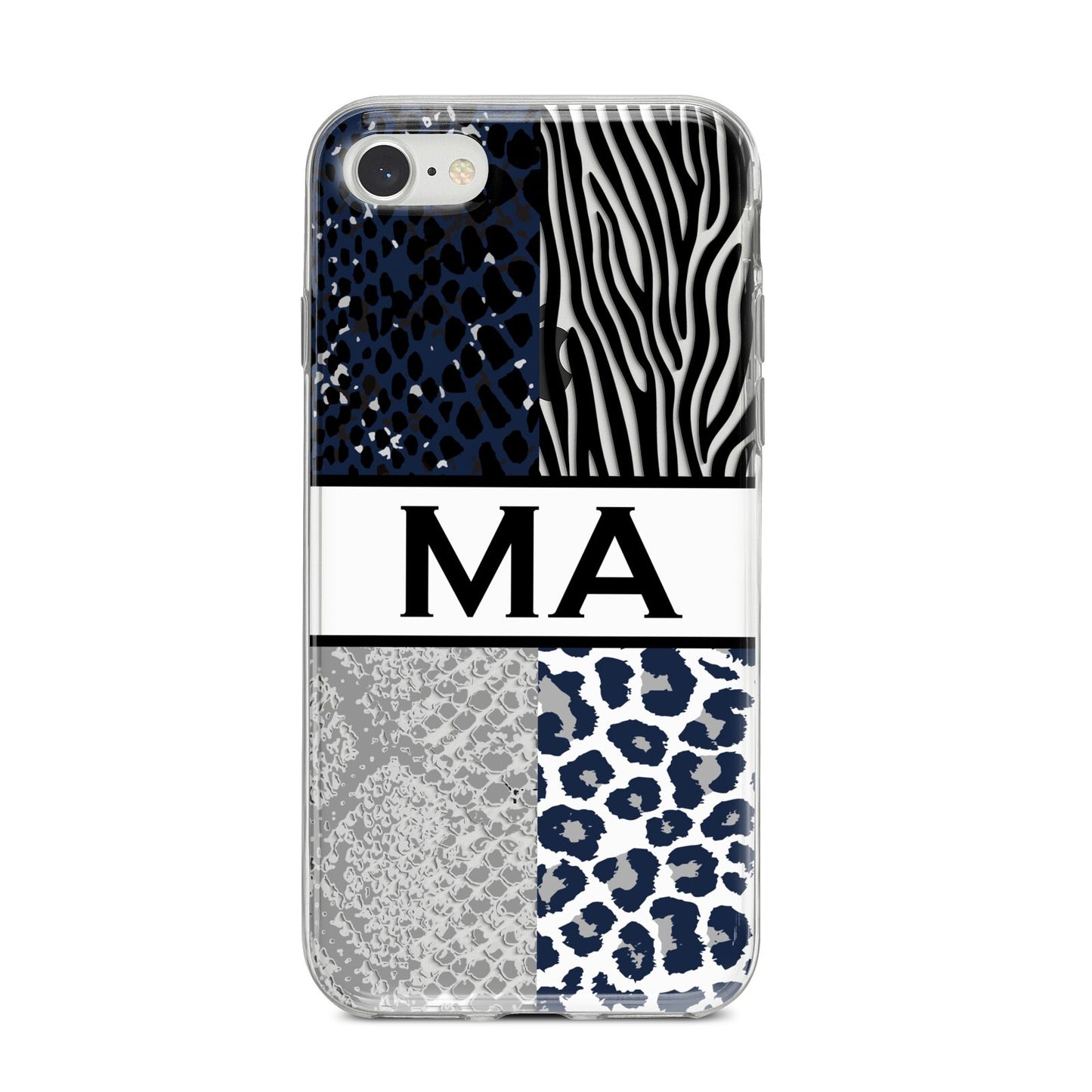 Personalised Animal Print iPhone 8 Bumper Case on Silver iPhone
