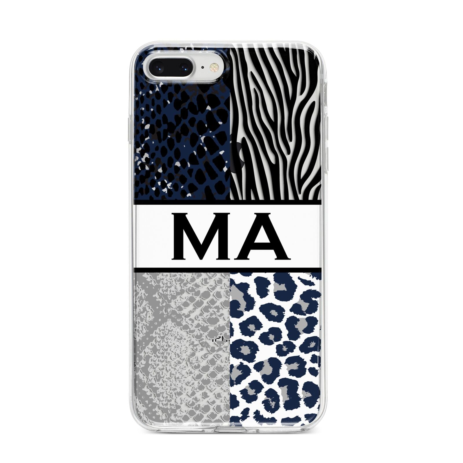 Personalised Animal Print iPhone 8 Plus Bumper Case on Silver iPhone