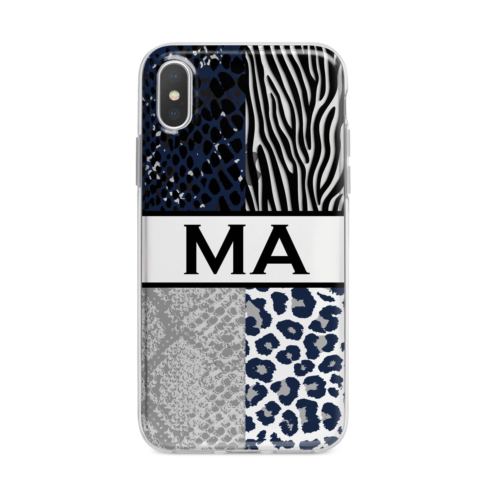 Personalised Animal Print iPhone X Bumper Case on Silver iPhone Alternative Image 1
