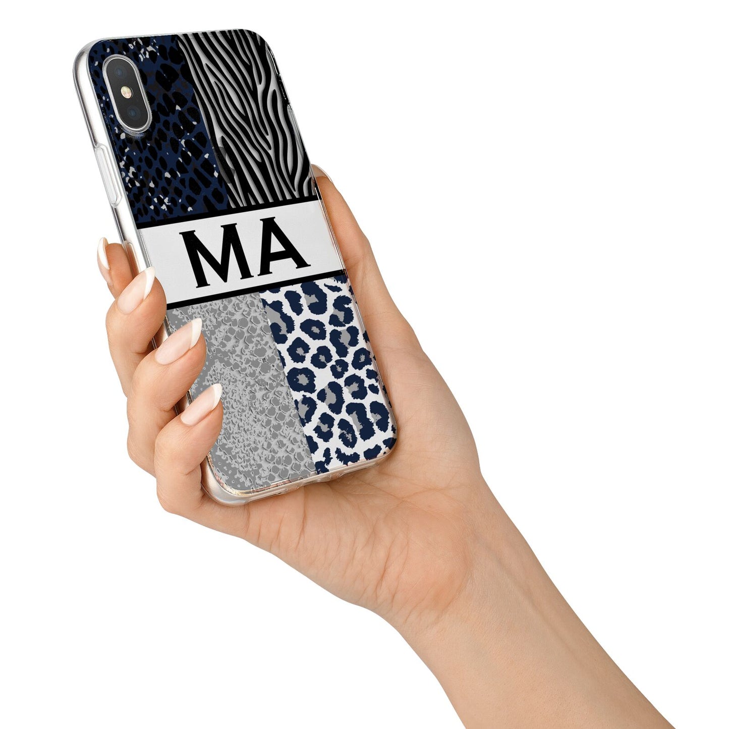 Personalised Animal Print iPhone X Bumper Case on Silver iPhone Alternative Image 2