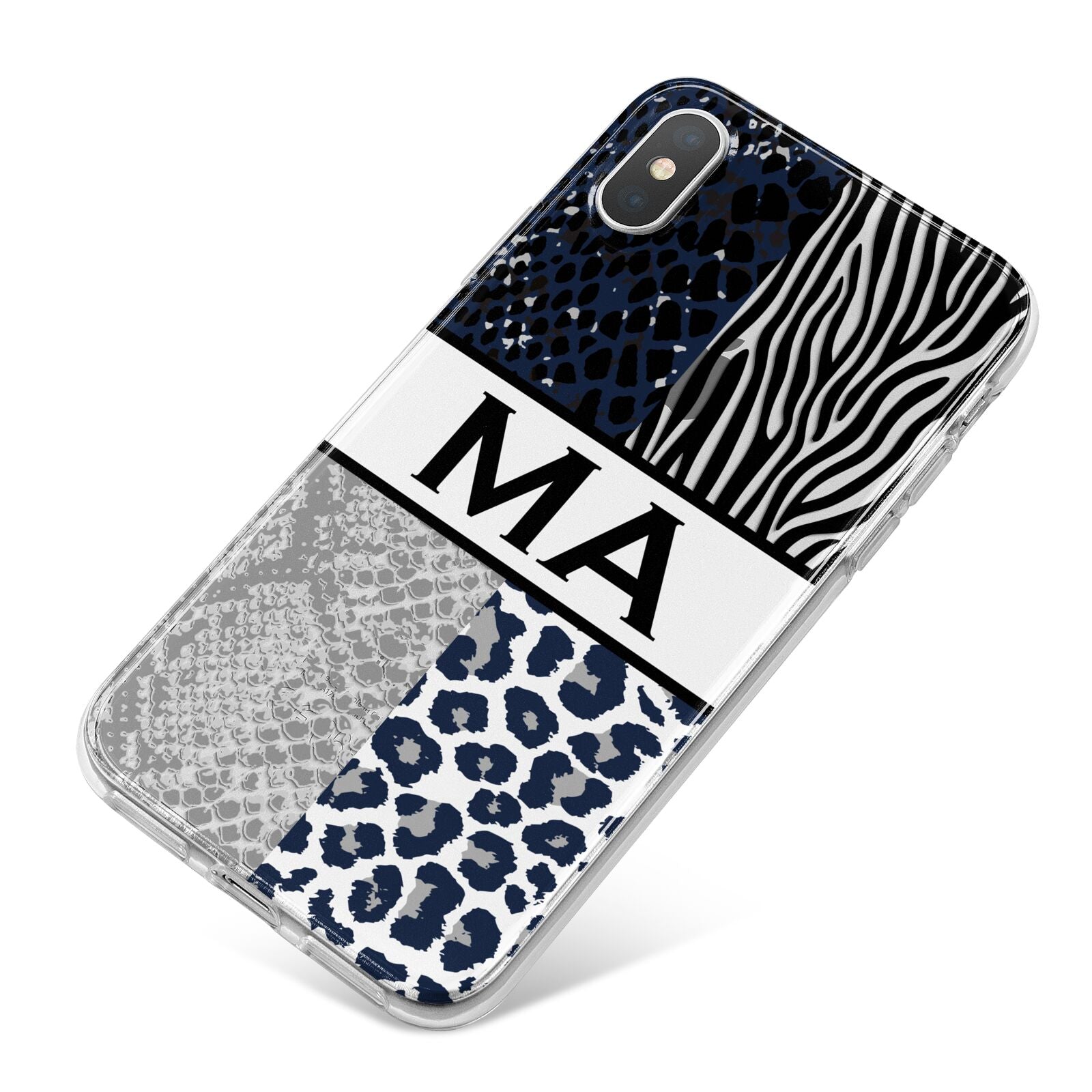 Personalised Animal Print iPhone X Bumper Case on Silver iPhone
