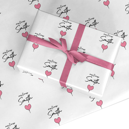 Personalised Anniversary Heart Balloons Custom Wrapping Paper