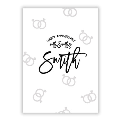 Personalised Anniversary Monochrome A5 Flat Greetings Card