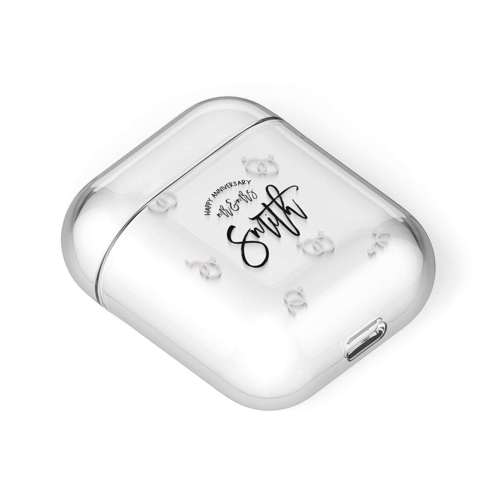 Personalised Anniversary Monochrome AirPods Case Laid Flat