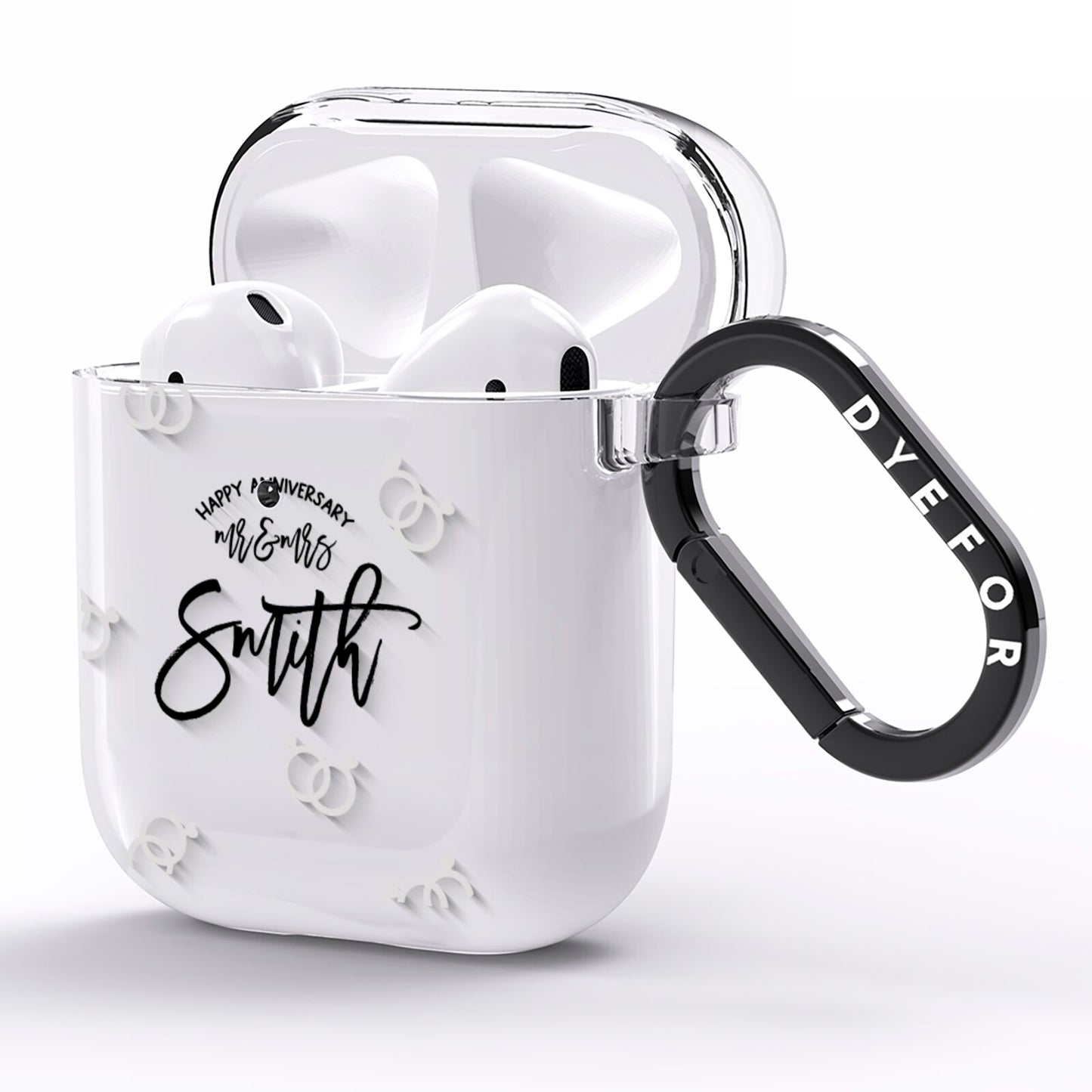 Personalised Anniversary Monochrome AirPods Clear Case Side Image