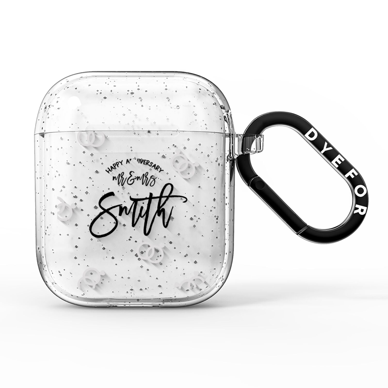 Personalised Anniversary Monochrome AirPods Glitter Case