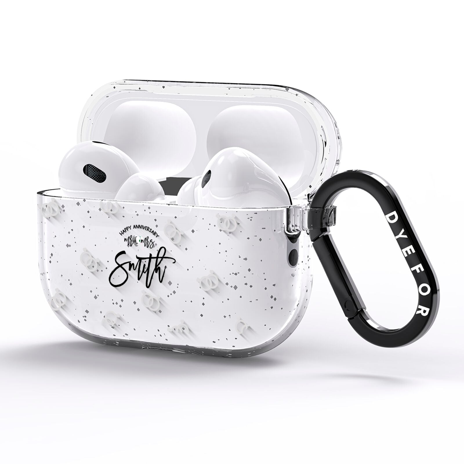 Personalised Anniversary Monochrome AirPods Pro Glitter Case Side Image
