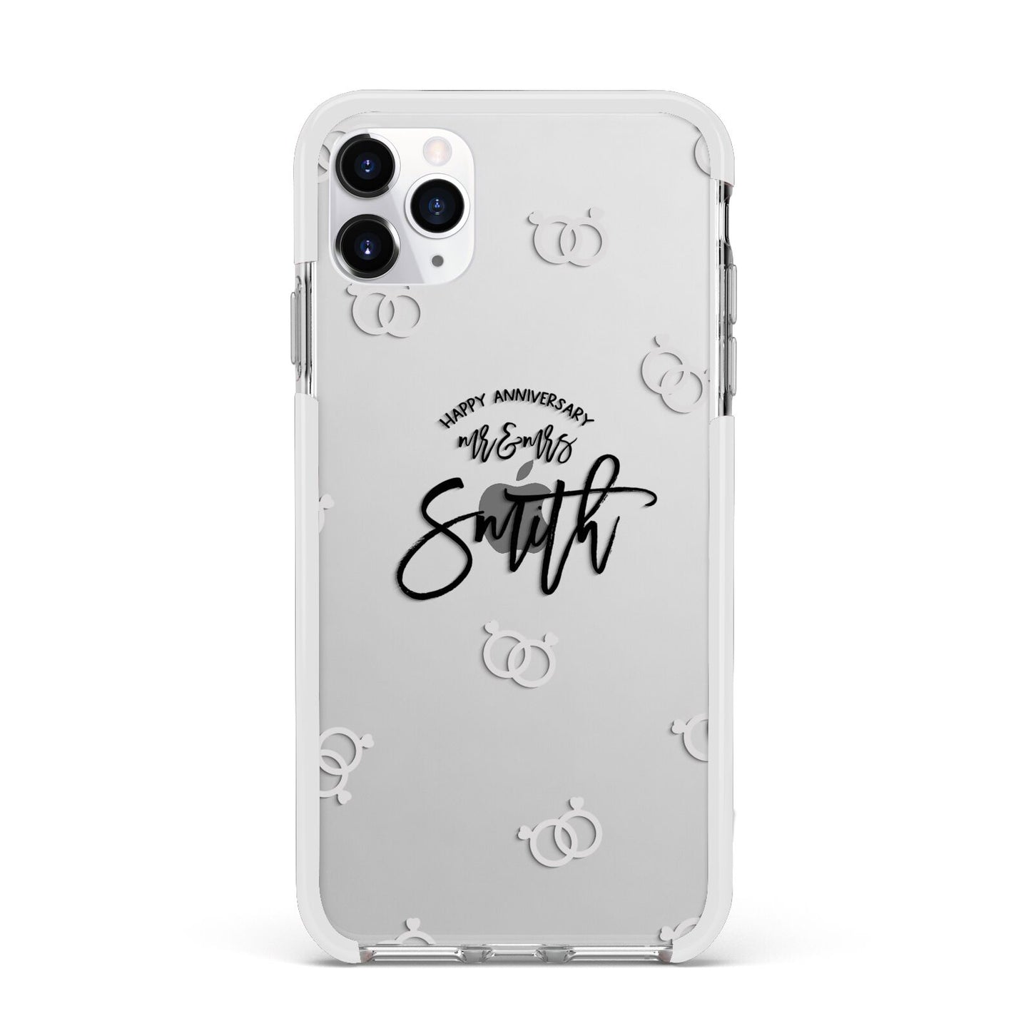 Personalised Anniversary Monochrome Apple iPhone 11 Pro Max in Silver with White Impact Case