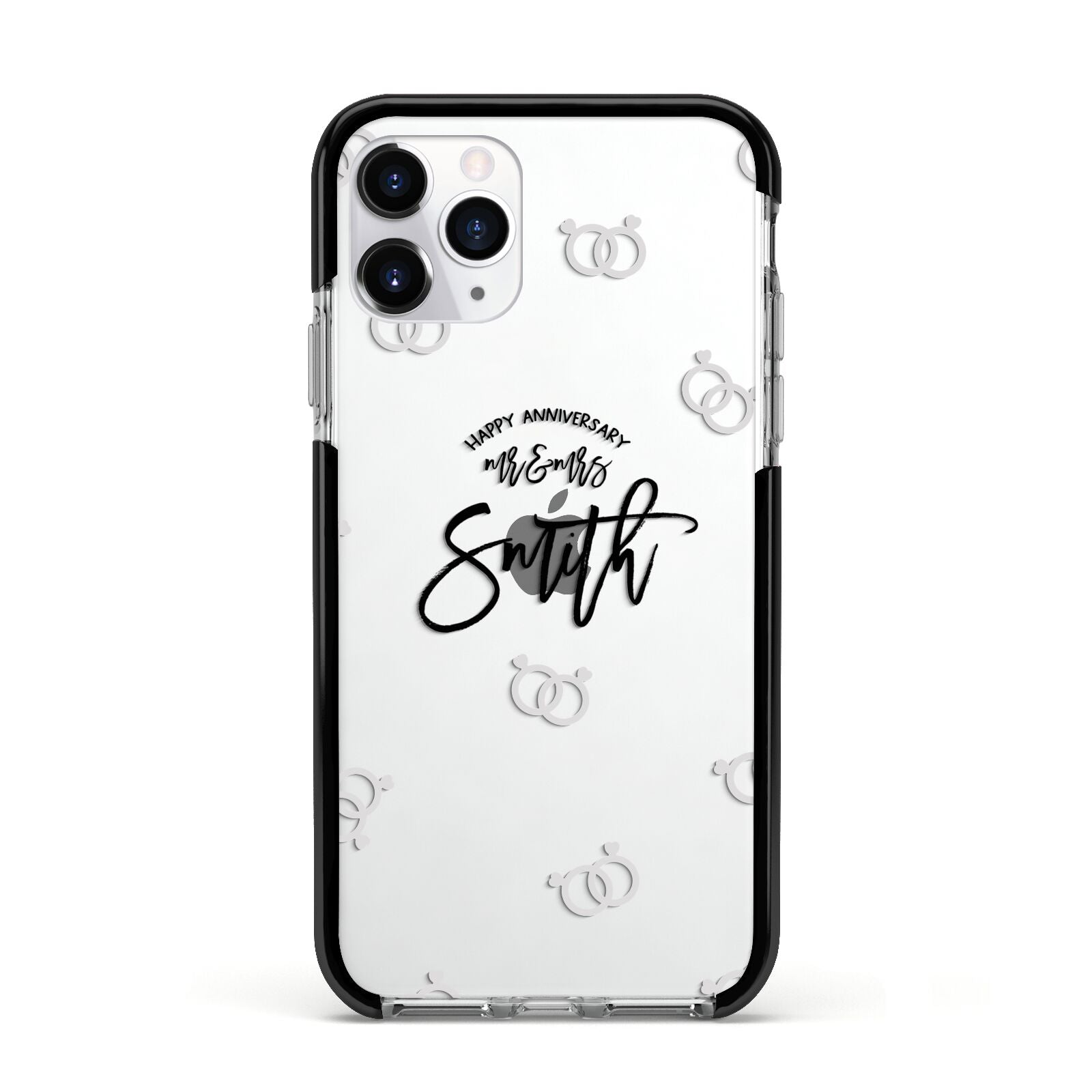 Personalised Anniversary Monochrome Apple iPhone 11 Pro in Silver with Black Impact Case