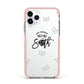 Personalised Anniversary Monochrome Apple iPhone 11 Pro in Silver with Pink Impact Case