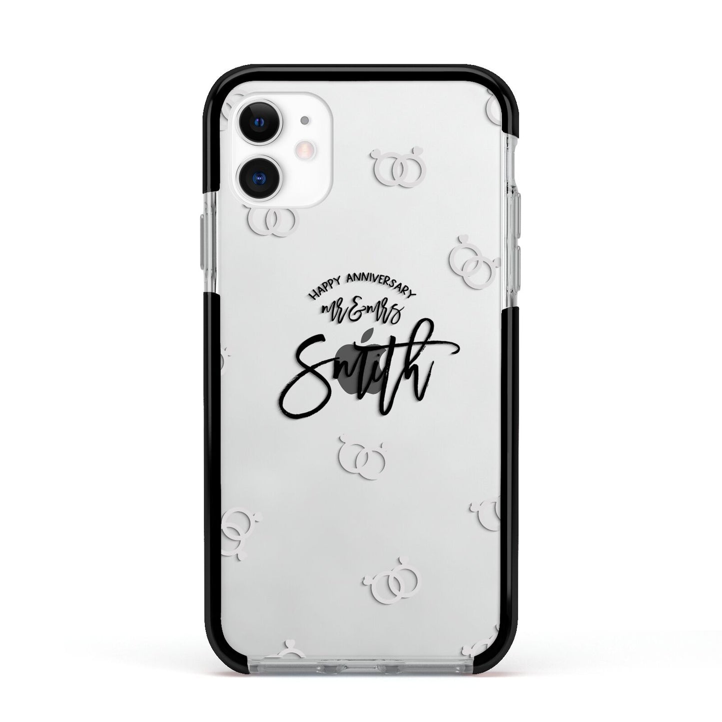 Personalised Anniversary Monochrome Apple iPhone 11 in White with Black Impact Case