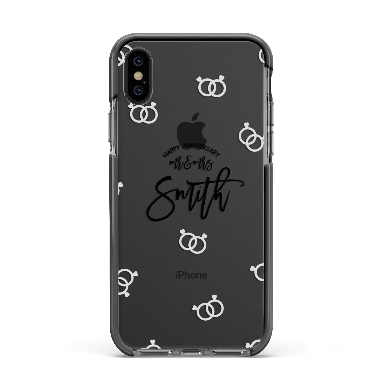 Personalised Anniversary Monochrome Apple iPhone Xs Impact Case Black Edge on Black Phone