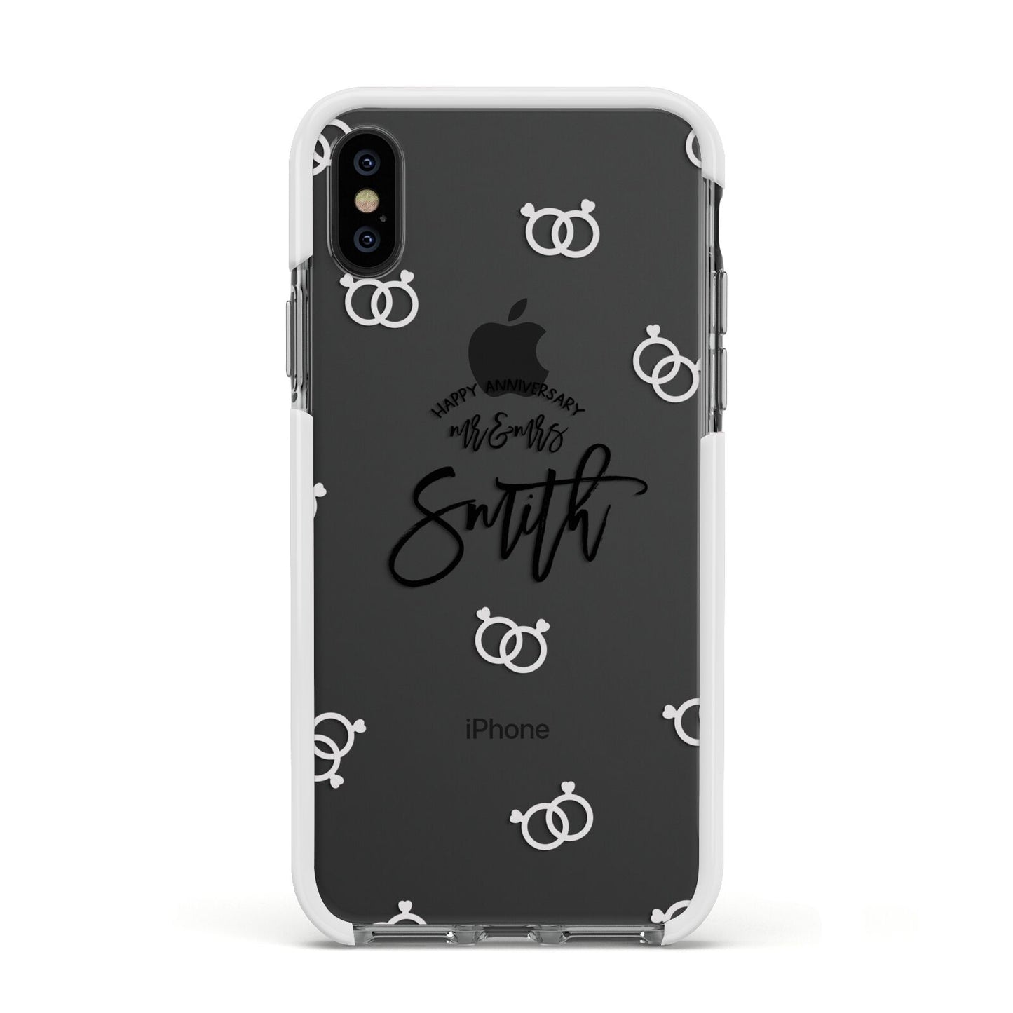 Personalised Anniversary Monochrome Apple iPhone Xs Impact Case White Edge on Black Phone