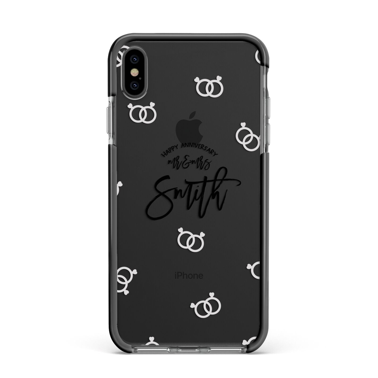 Personalised Anniversary Monochrome Apple iPhone Xs Max Impact Case Black Edge on Black Phone