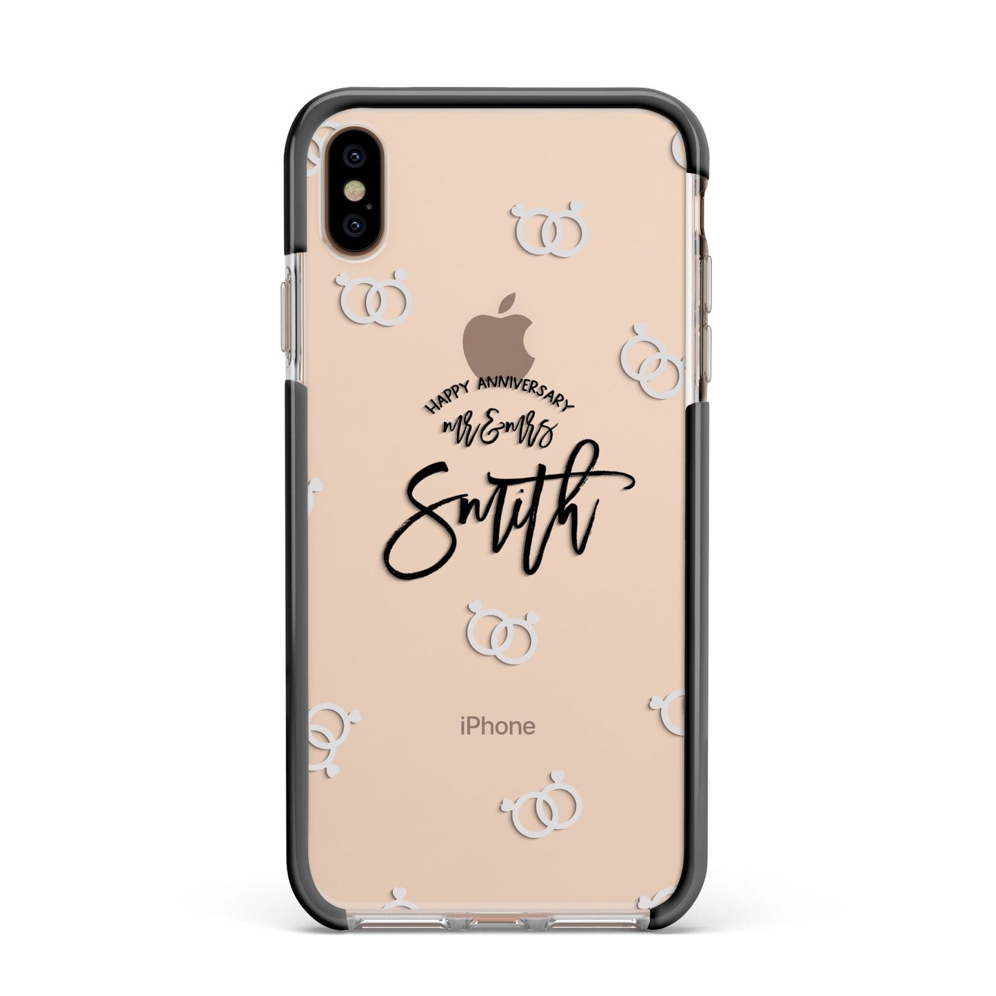 Personalised Anniversary Monochrome Apple iPhone Xs Max Impact Case Black Edge on Gold Phone