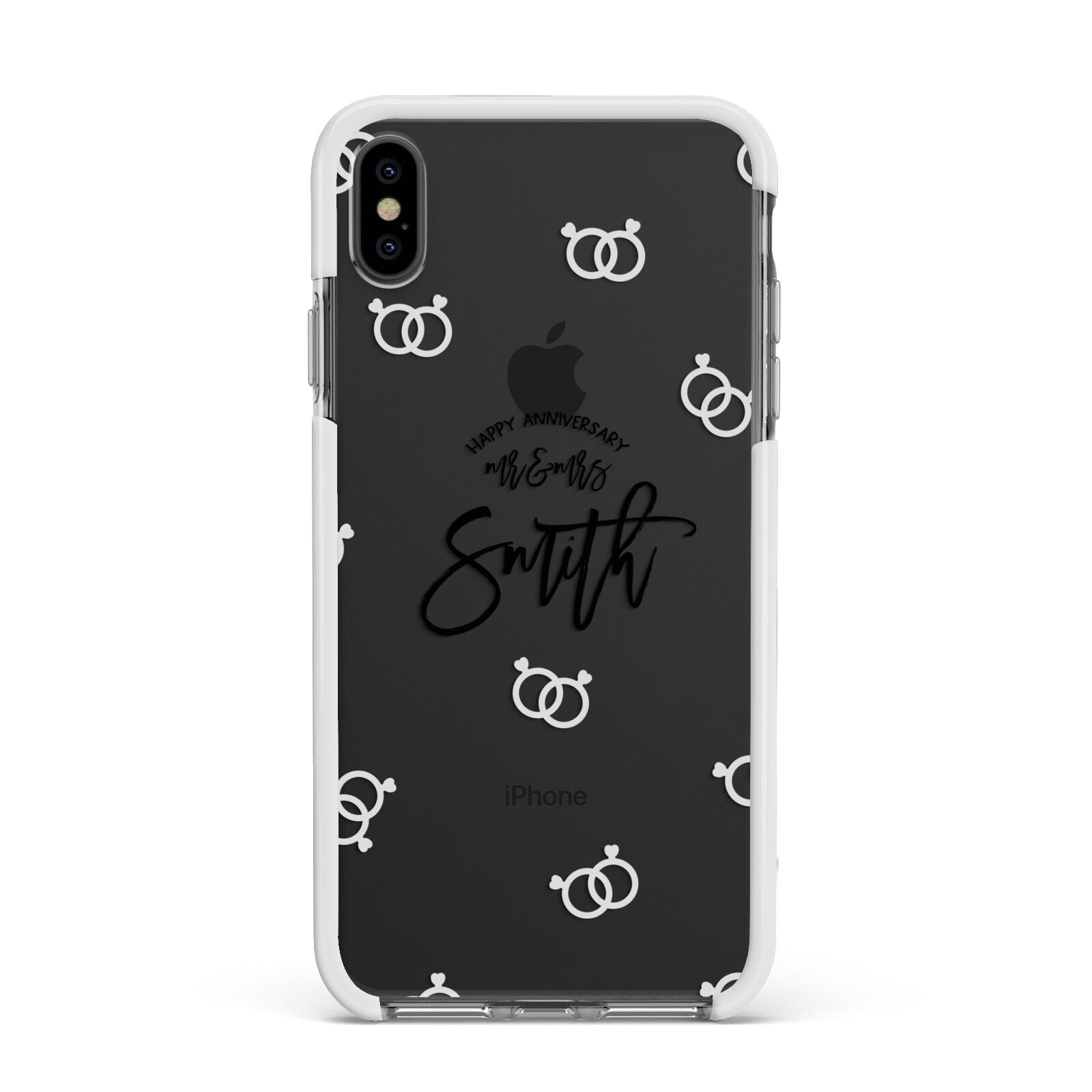 Personalised Anniversary Monochrome Apple iPhone Xs Max Impact Case White Edge on Black Phone